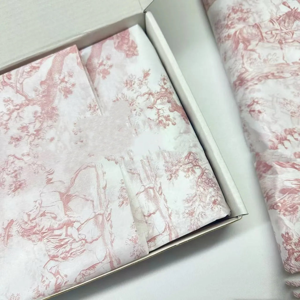 Mg tissue paper with French romance fairy theme in retro pink purple and green purple colours measuring 50x70cm