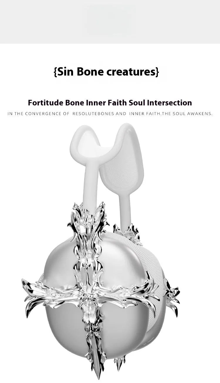 Gothic cross design resin hard case headphone cover for Apple AirPods Max in silver colour
