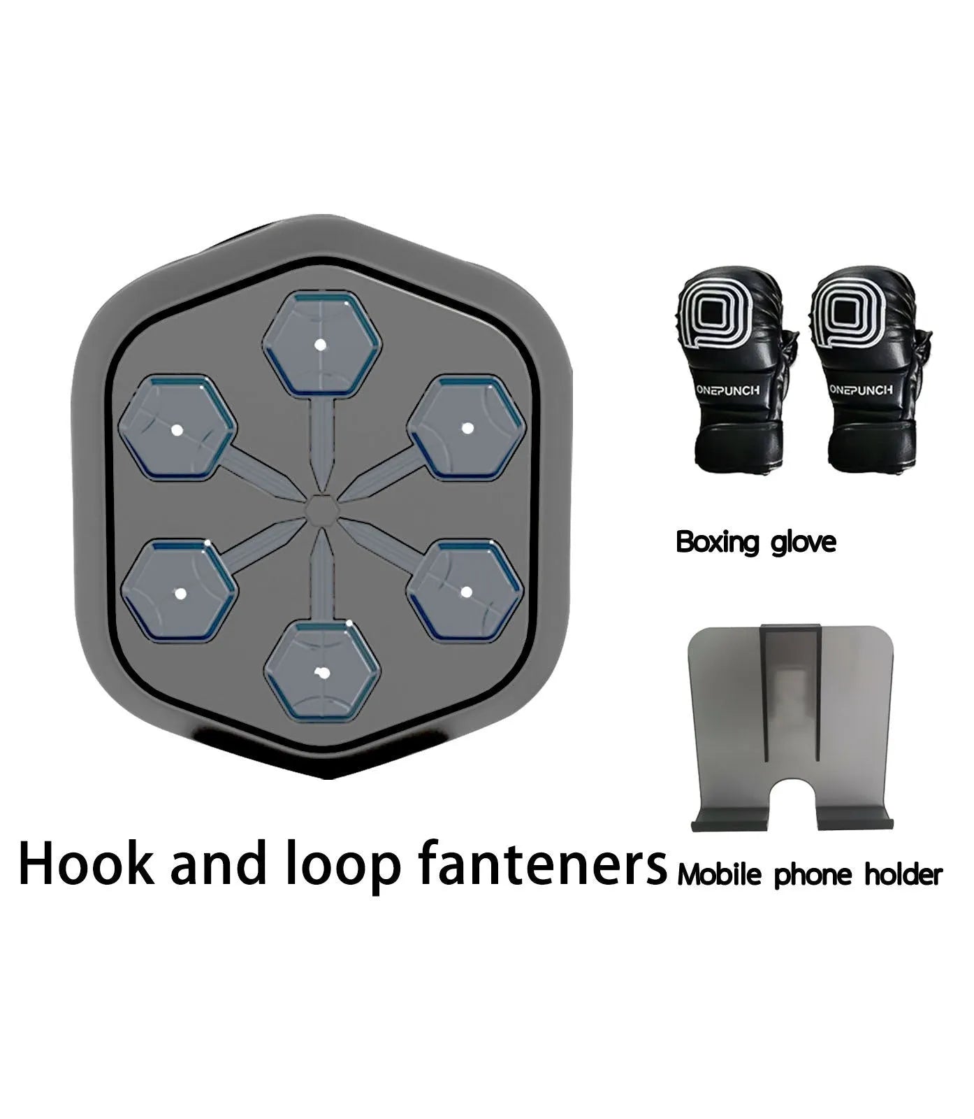 Black smart boxing machine with Bluetooth connectivity and Velcro straps for fitness training
