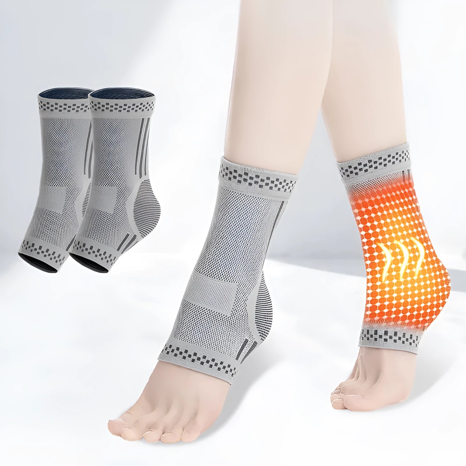 Graphene ankle brace compression sleeve with copper-infused fabric for sprain and tendonitis support