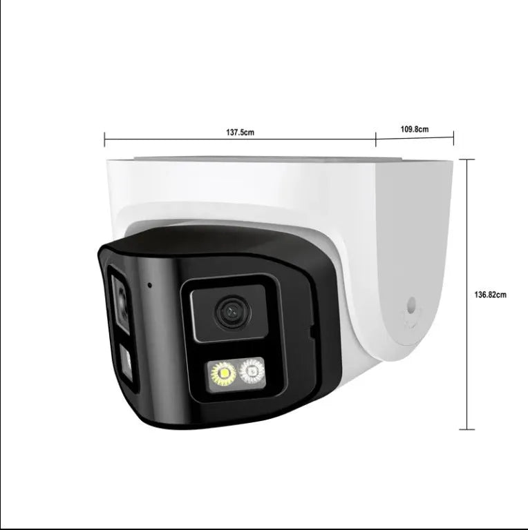 4MP dual-lens IP safety belt panoramic CCTV webcam with dimensions 124x72x201mm