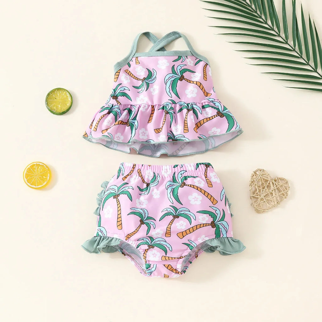 White children's two-piece swimsuit set with top and shorts for age 2-3 years