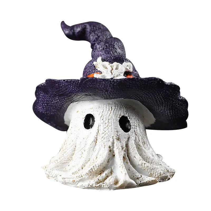 Resin wizard hat Halloween ornament in purple and black colour options.