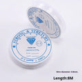 Clear white elastic fishing line spool for jewellery making with six diameter options