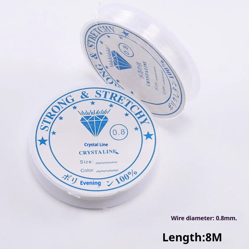 Clear white elastic fishing line spool for jewellery making with six diameter options