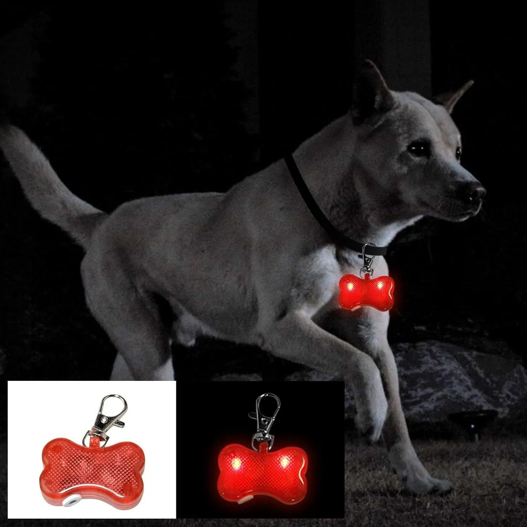 LED bone-shaped luminous pendant for pet collars in multiple colours