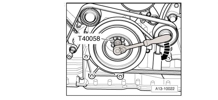 Aodi T40058 crankshaft rotating sleeve timing tool for engine service and top dead centre alignment