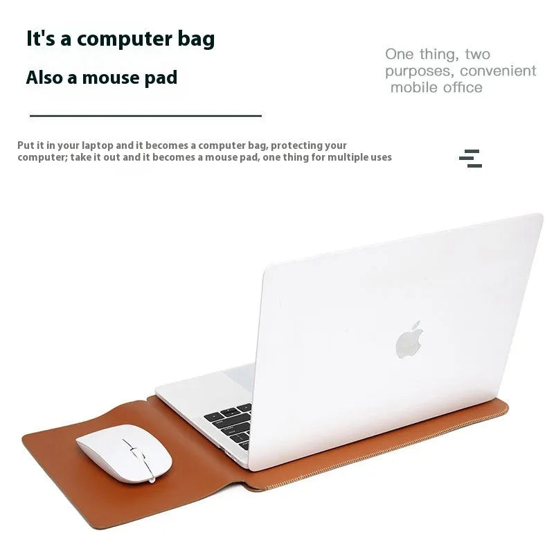 Set of four imitation leather protective covers for laptop edges in brown, gray, apricot, and light pink colours