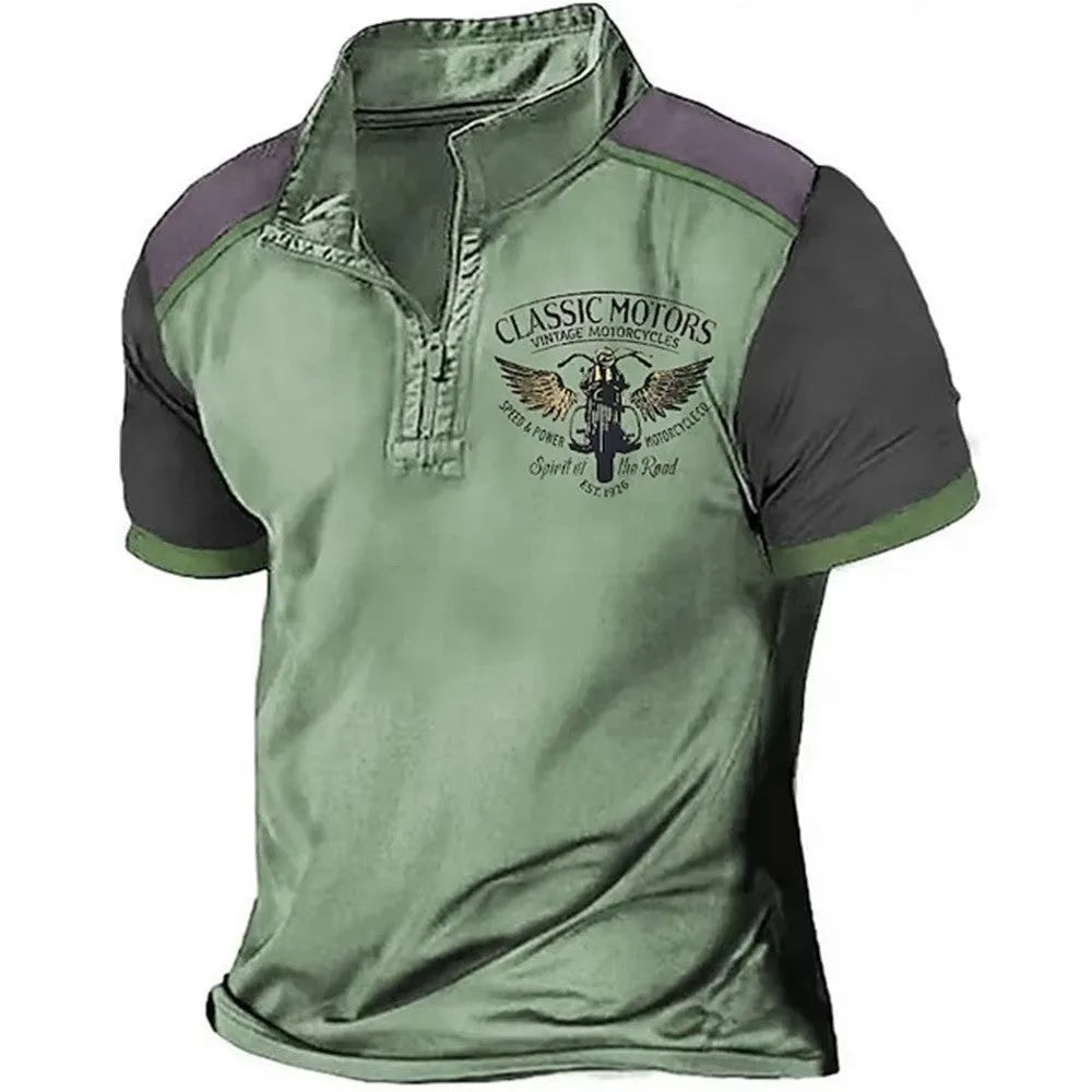 Solid colour golf polo shirt with 3D digital printing and loose fit pullover design