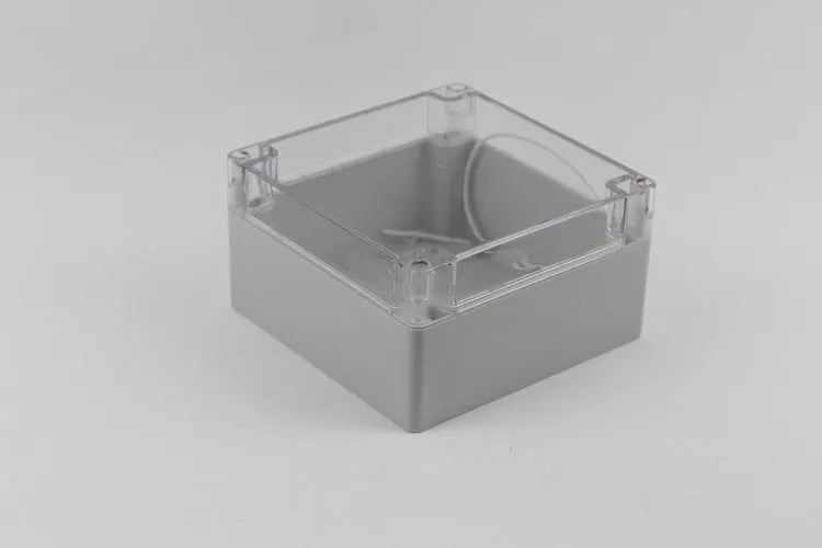 White waterproof plastic junction box with transparent cover, 100x68x50mm, for electrical connections