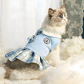 Polyester tartan skirt costume for dogs in pink, blue or green with princess-style design