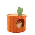 Carrot-orange semi-enclosed felt cat tunnel nest for play and sleeping.