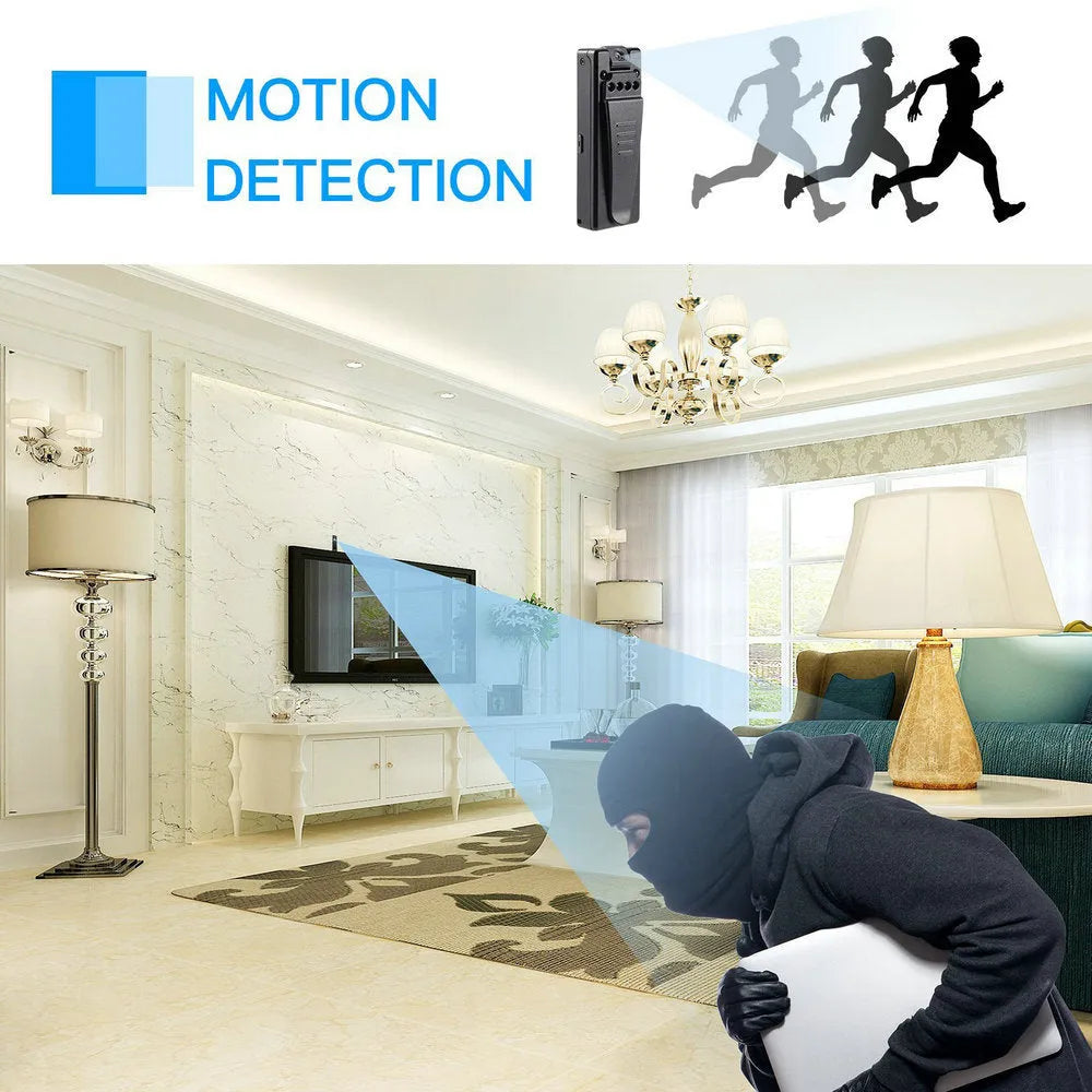 Black 1080p HD digital video camera on a stand showing its 90-degree rotation capability.