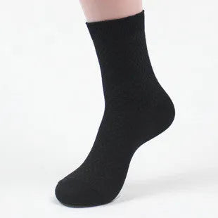 Men's bamboo fibre business socks in five neutral colours showing small square pattern