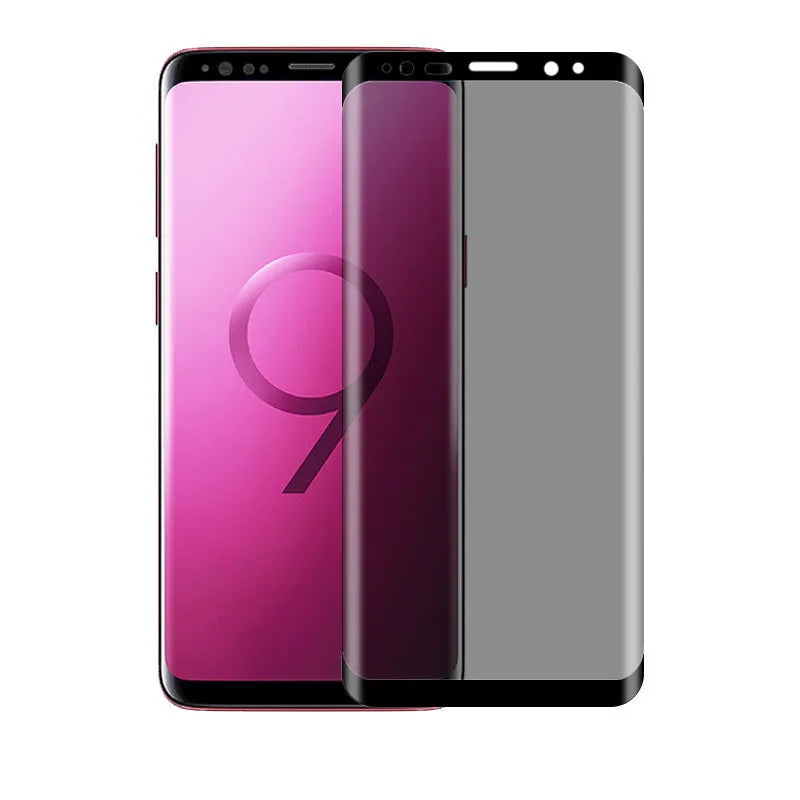 Samsung Galaxy tempered glass screen protector showing full coverage design for S10 S9 S8 Note9 Note8 models