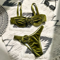 Women's 3D flower swimsuit in green with floral pattern and brief style