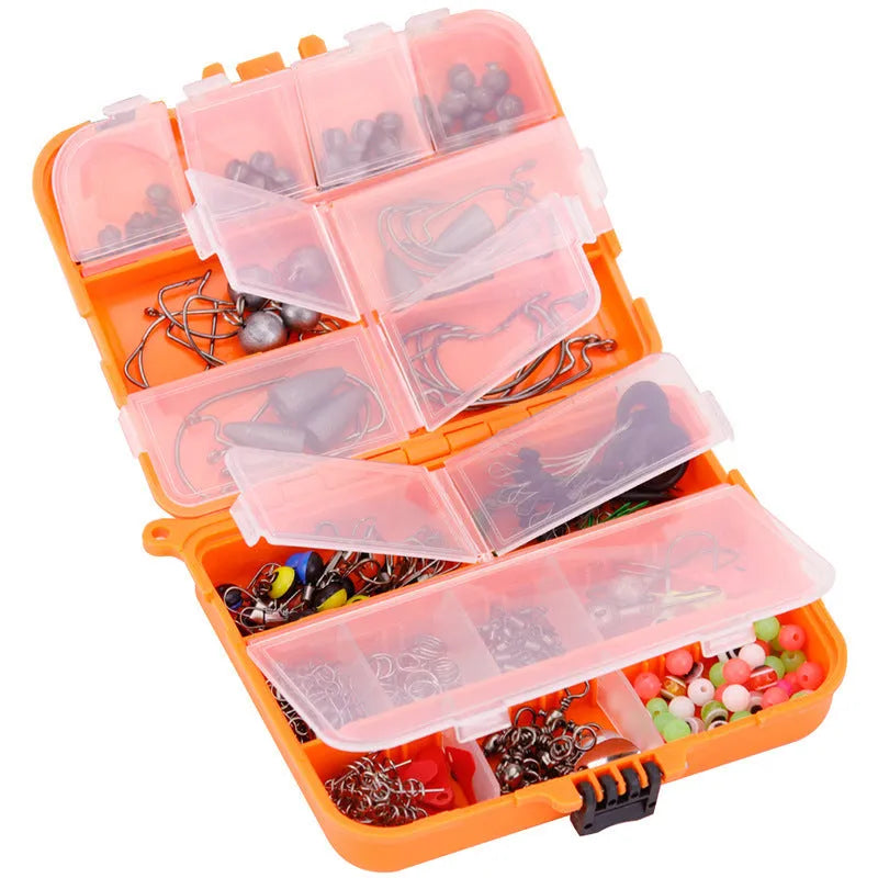 Weihe fishing lure accessories set with 257 pieces in ABS plastic storage case for Texas, sea, and rock fishing
