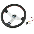 14-inch leather steering wheel with concave centre in black or silver skeleton options