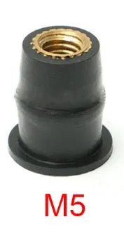 Motorcycle rubber brass nut expansion fasteners in black with M4 M5 M6 thread sizes