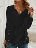 Japanese Korean style solid colour button sweater pullover with regular sleeves