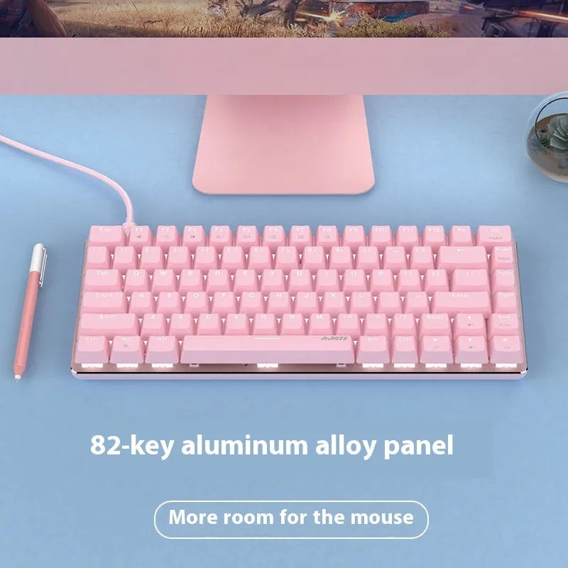 82-key mechanical gaming keyboard with white backlight and metal construction