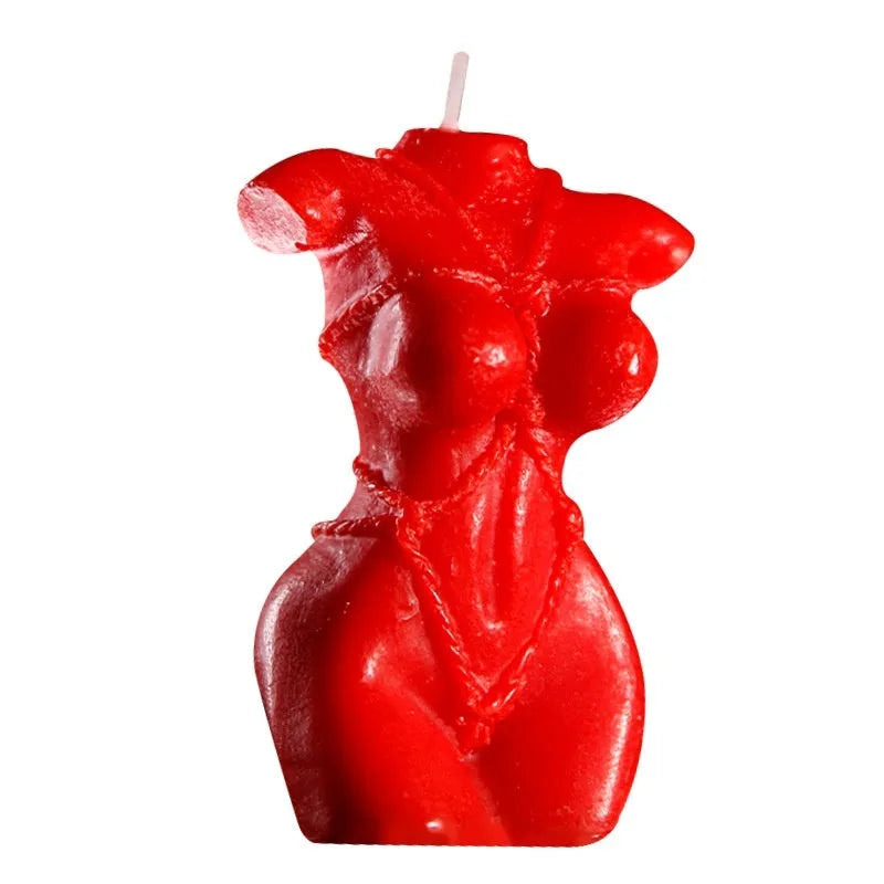 Low temperature sensual massage candle in soy wax, shown in Rose Red colour.