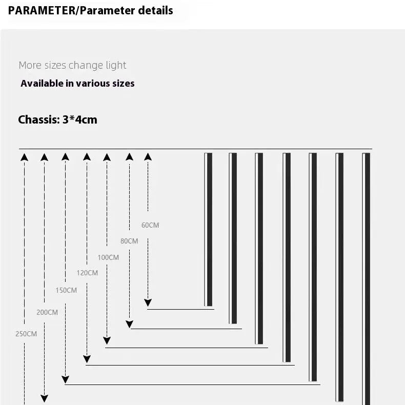 80cm black aluminium LED strip wall lamp with PC shade showing touch colour change controls
