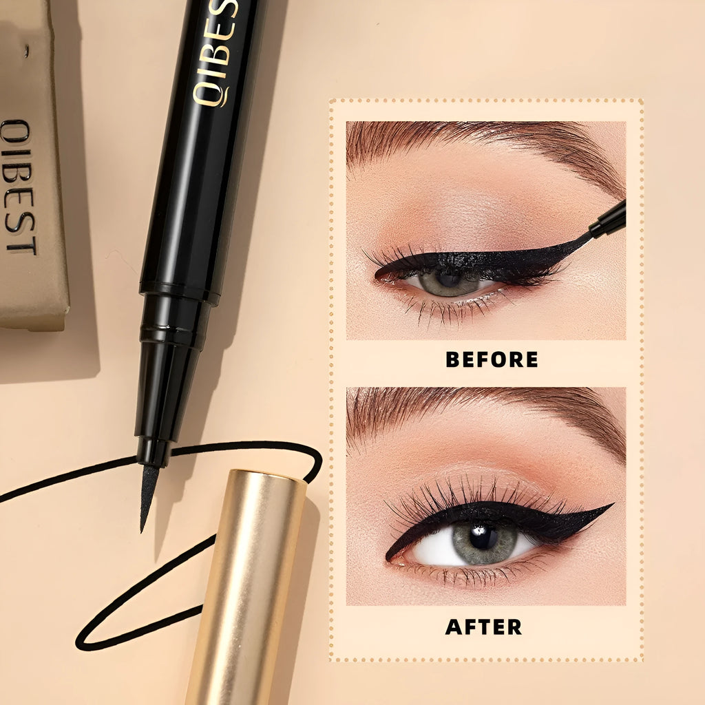 Black liquid eyeliner pen with waterproof, quick-drying formula for smudge-proof eye makeup