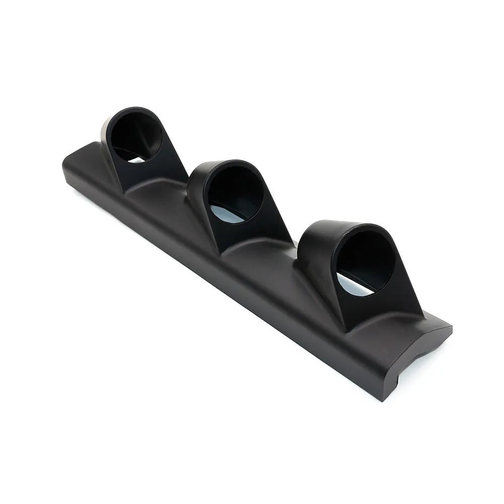 Black ABS plastic instrument stand with 52mm opening and three mounting holes for right-hand drive vehicles