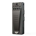 Black 1080p HD digital video camera on a stand showing its 90-degree rotation capability.