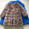 Women's thick artificial fur coat in multiple colours with 80cm length and regular sleeves