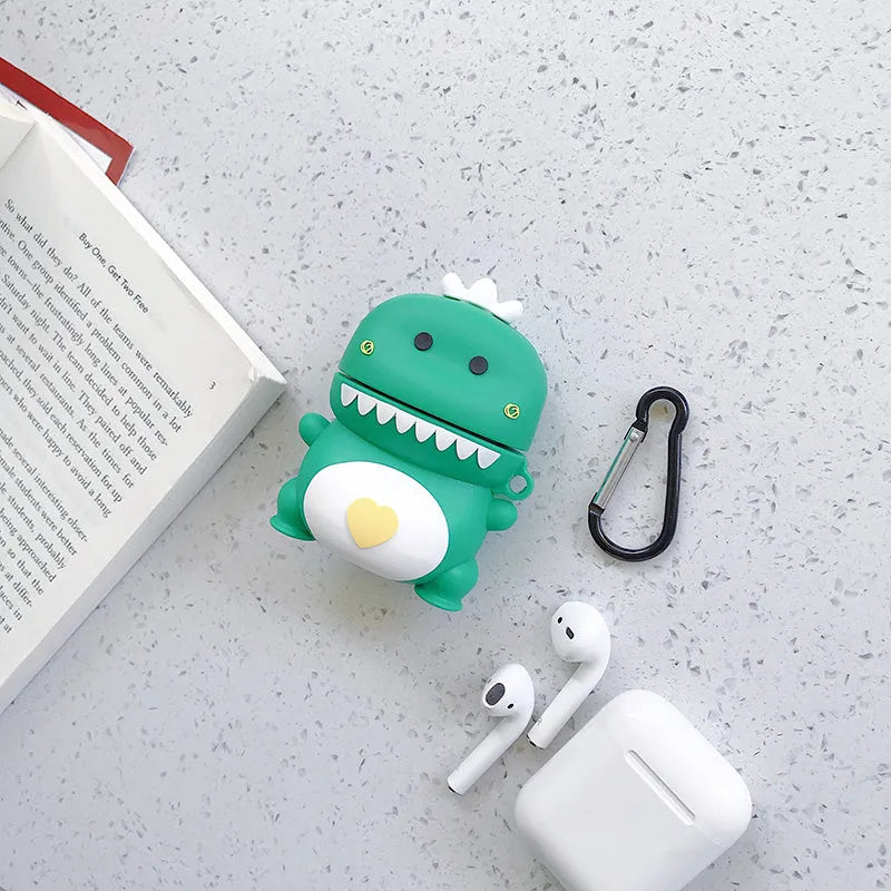 Cartoon animal print silicone case for Apple AirPods 1 and 2 in various colours