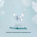S925 silver necklace with a detailed ice rain style butterfly pendant on an adjustable O-ring chain.