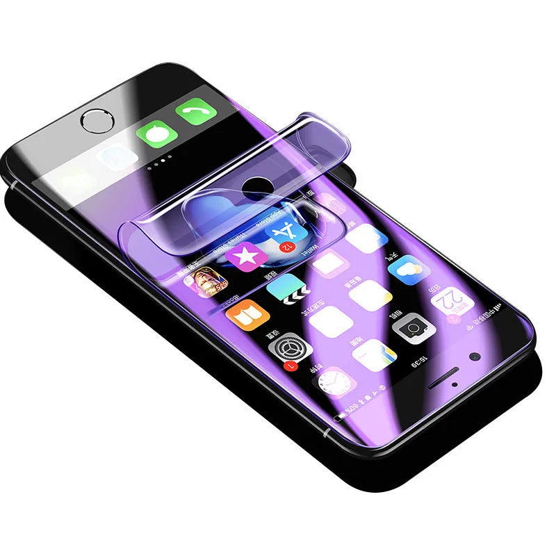 Curved purple-light hydraulic screen protector for Samsung Galaxy S series phones on display