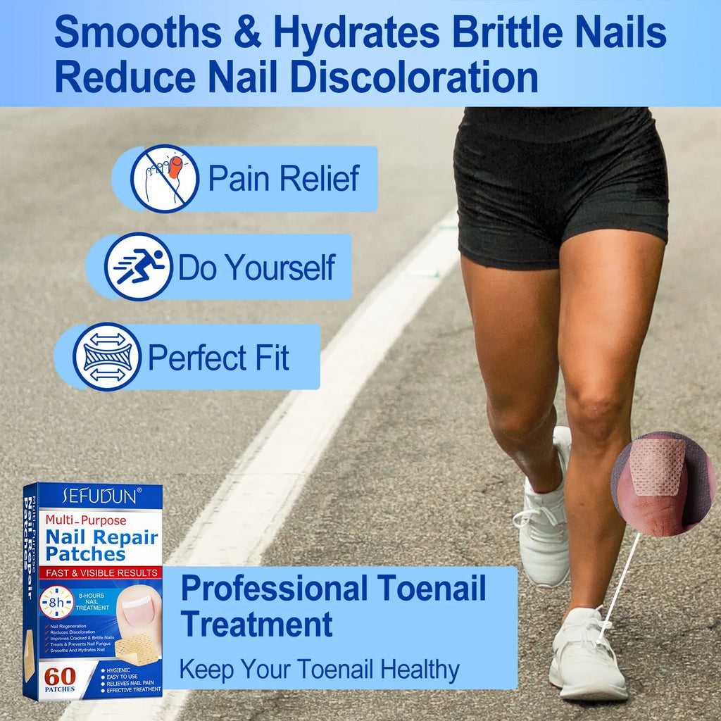 Pack of 60 gray nail correction stickers for brittle nail repair and strengthening
