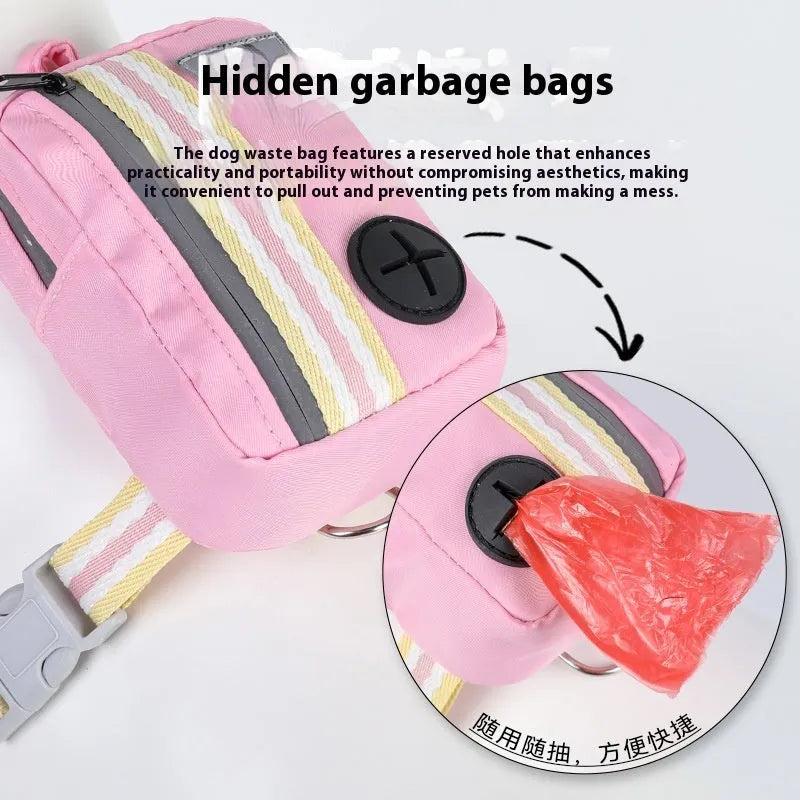 Explosion-proof anti-strangulation pet harness in Oxford cloth with 1.5m holding rope attached