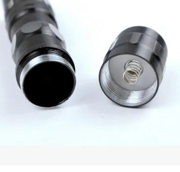 Black aluminium alloy LED mini flashlight with compact 9.5cm design and strong beam
