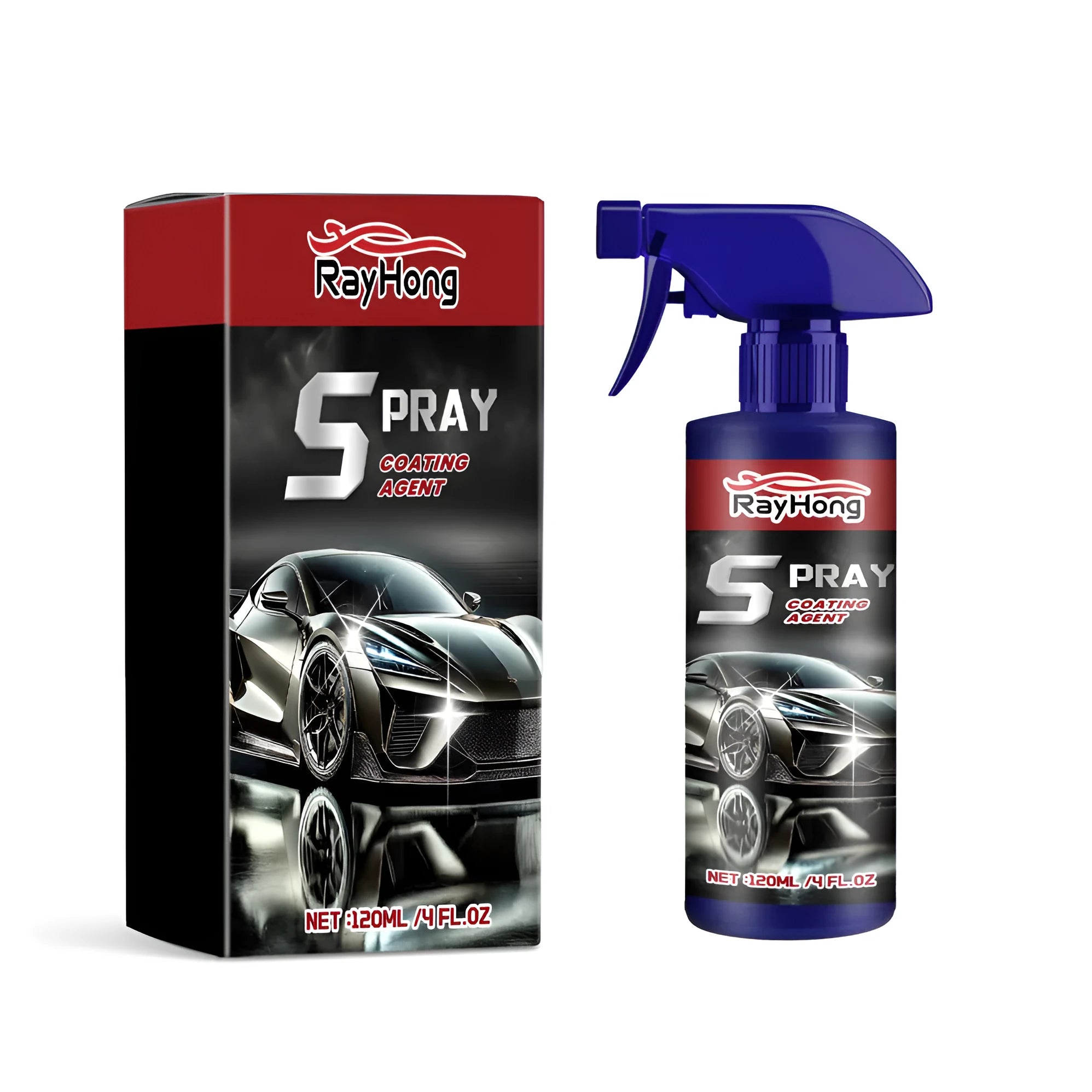 Boxed car polishing spray bottle with auto refresh formula for quick spray-on shine.