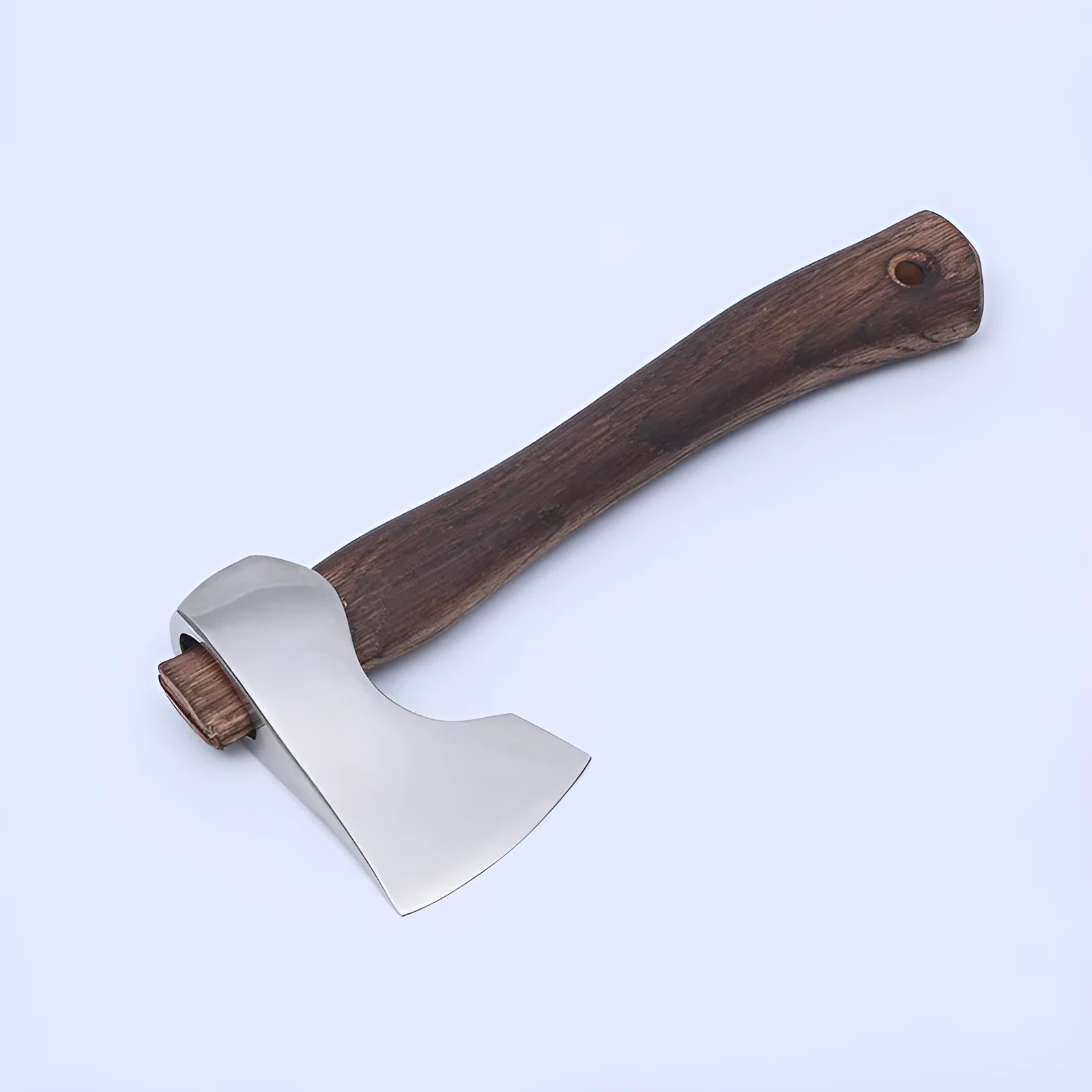 Camping axe with wooden handle and high carbon steel head