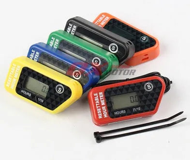 Black waterproof electronic timer with LCD display for vehicle and machinery maintenance