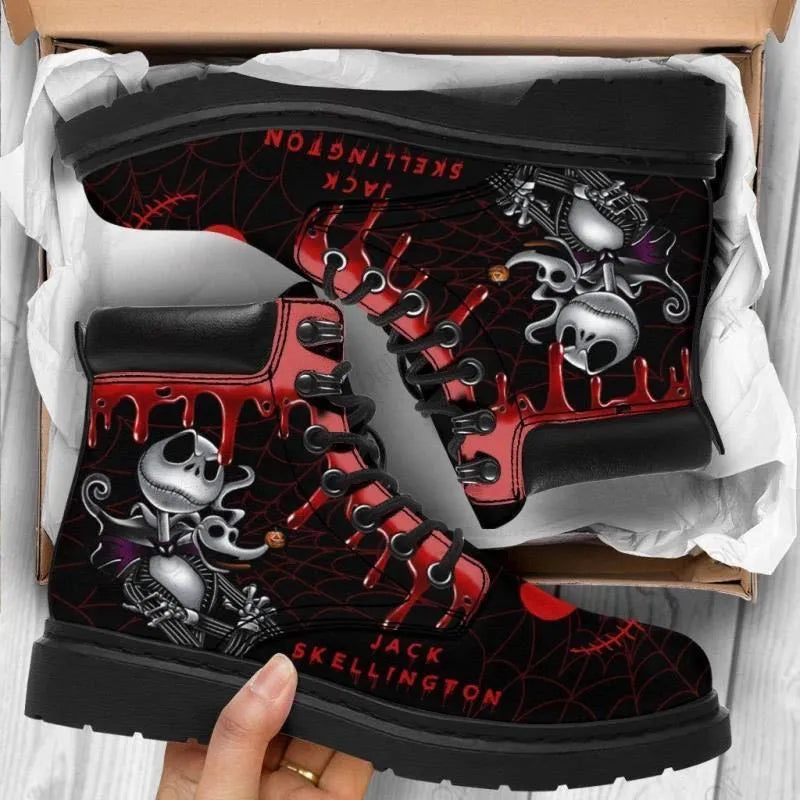 Women's printed high-top martin boots with artificial PU upper, round toe, lace-up front, low square heel, in purple colour