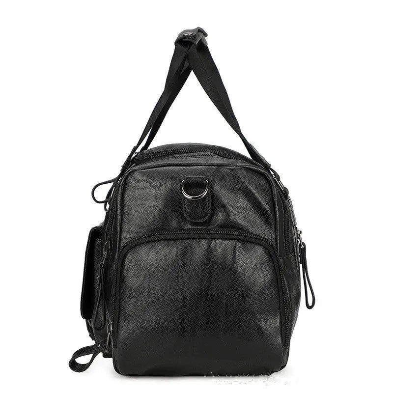 Black large travel shoe bag with separate compartment, dimensions 52cm by 19cm by 27cm.