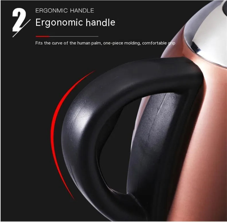 Gold full-automatic stainless steel electric kettle with touch controls and 1 litre capacity.