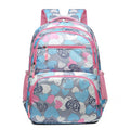 Large blue student backpack with air pillow belts on the back straps.
