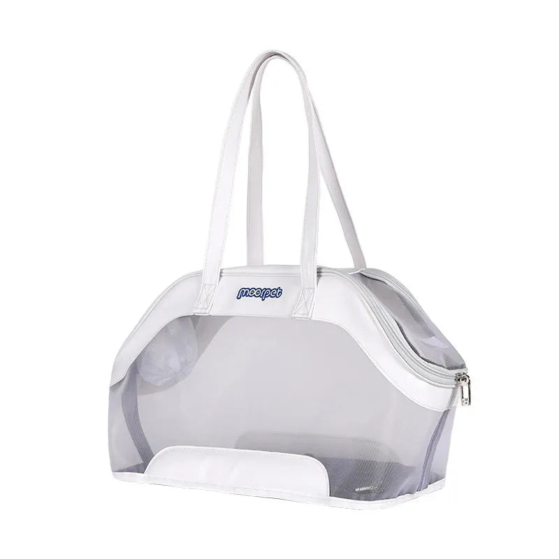 MOORPET leather cat outing carry bag in solid colour with 25L capacity