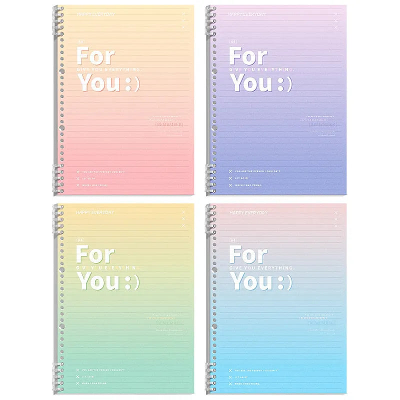 Removable coil gradient notebook with PP cover in green, blue, pink and purple colour options