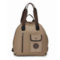 Outdoor backpack for women with sandwich pockets showing black, khaki and green colour options