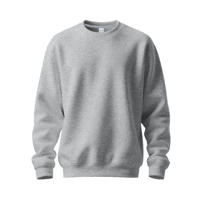 Men's loose oversized casual top in solid colour, long sleeve, round neck, polyester fabric, autumn wear