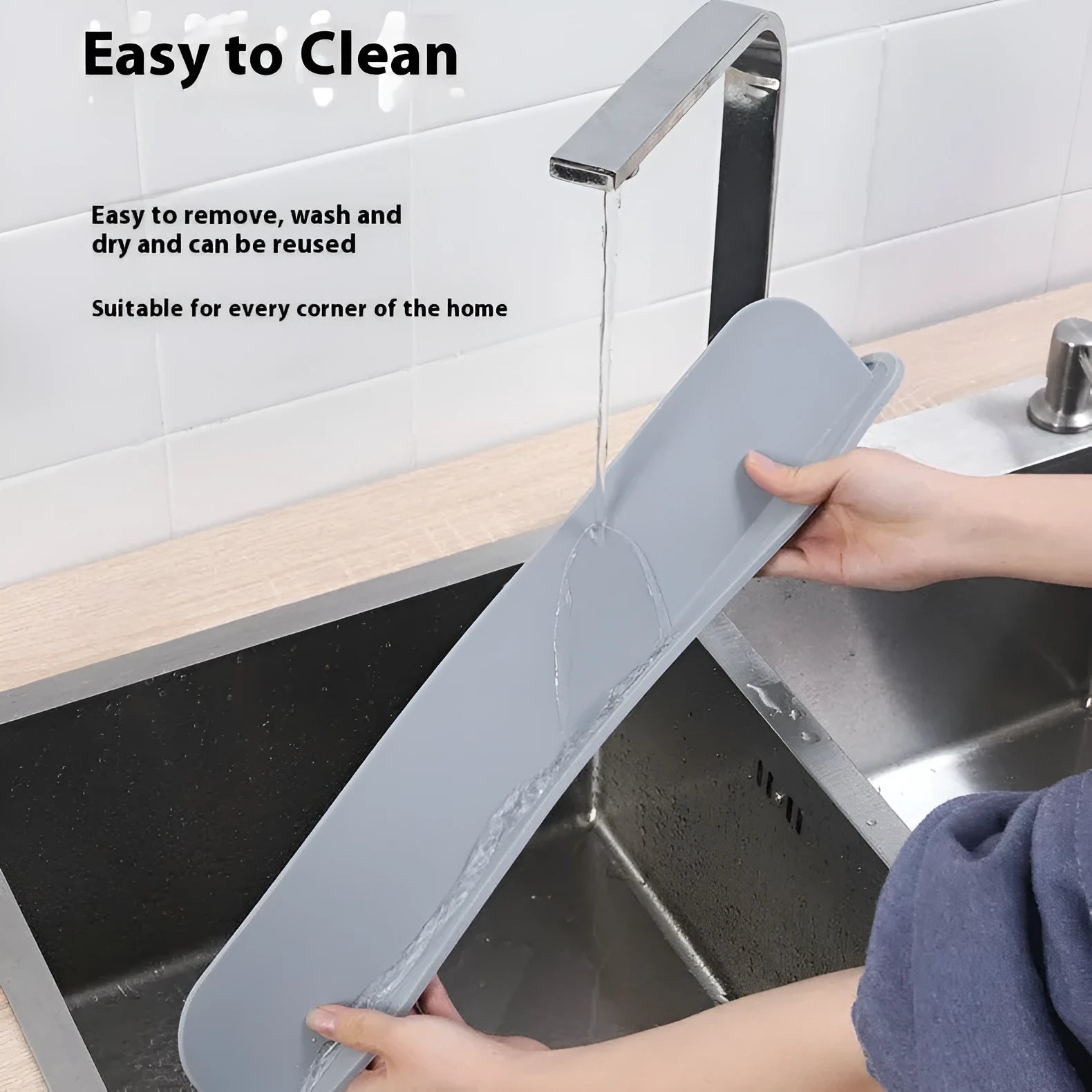 Thick silicone kitchen sink water blocking plate in grey blue black colour options