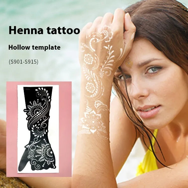 Geometric hollow template tattoo stickers showing intricate paper carving designs for stencilling